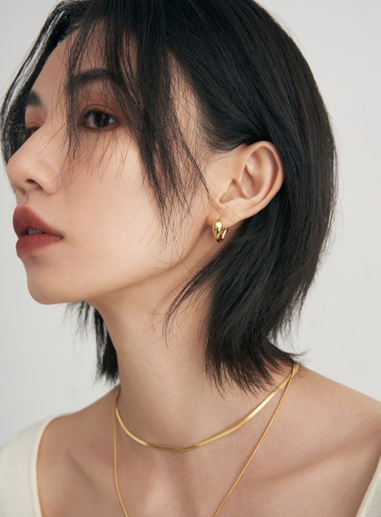 圈型水滴感易扣式耳環